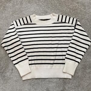 Truth Women's Black & White Striped Knit Sweater Small Soft Casual Pullover